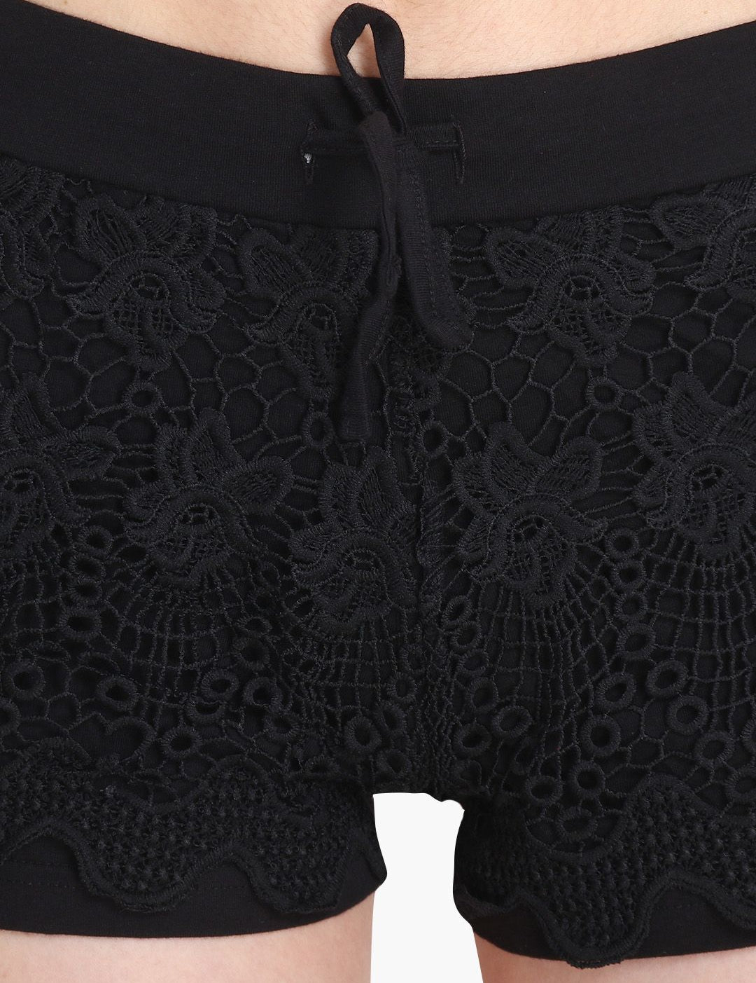 Kotty Women Black Self Design Regular Fit Hot Pants