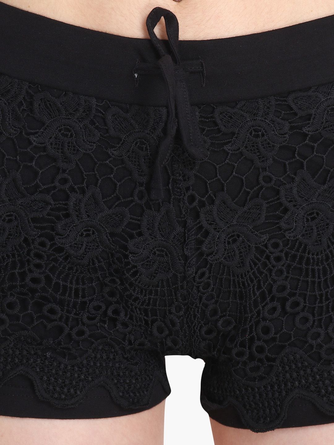 Kotty Women Black Self Design Regular Fit Hot Pants