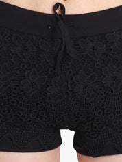 Kotty Women Black Self Design Regular Fit Hot Pants