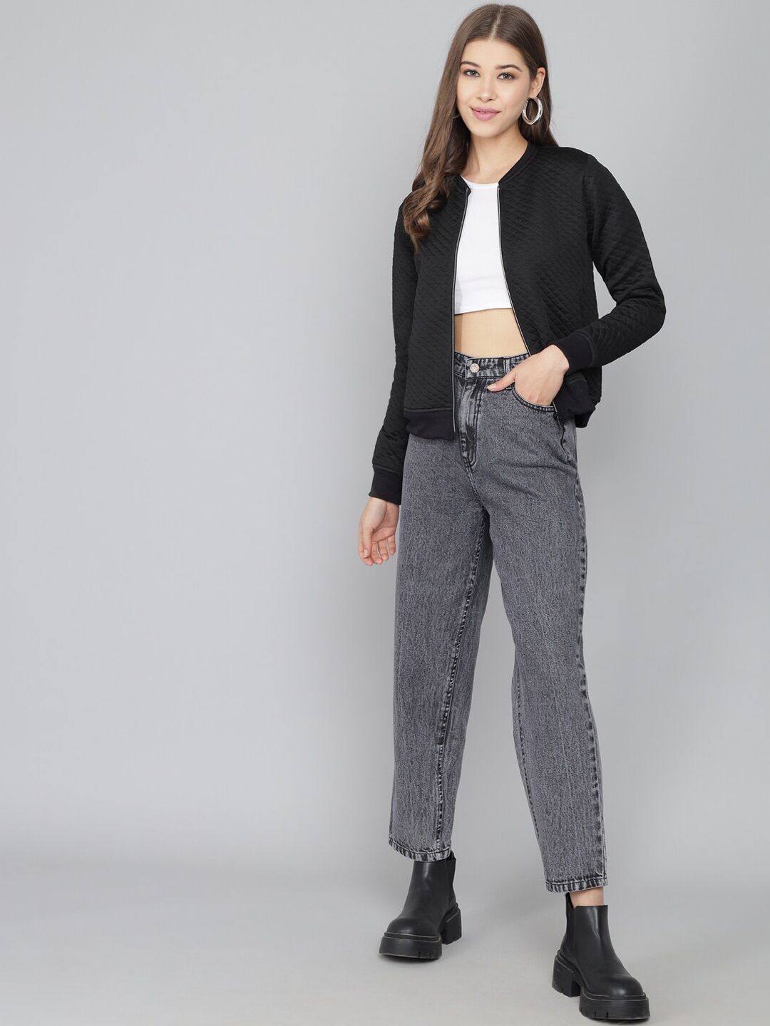 Kotty Women Black Lightweight Bomber Jacket