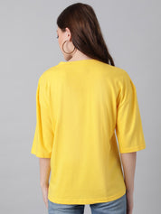 Kotty Graphic Printed Round Neck Drop-Shoulder Sleeves Oversized Fit Cotton T-Shirt