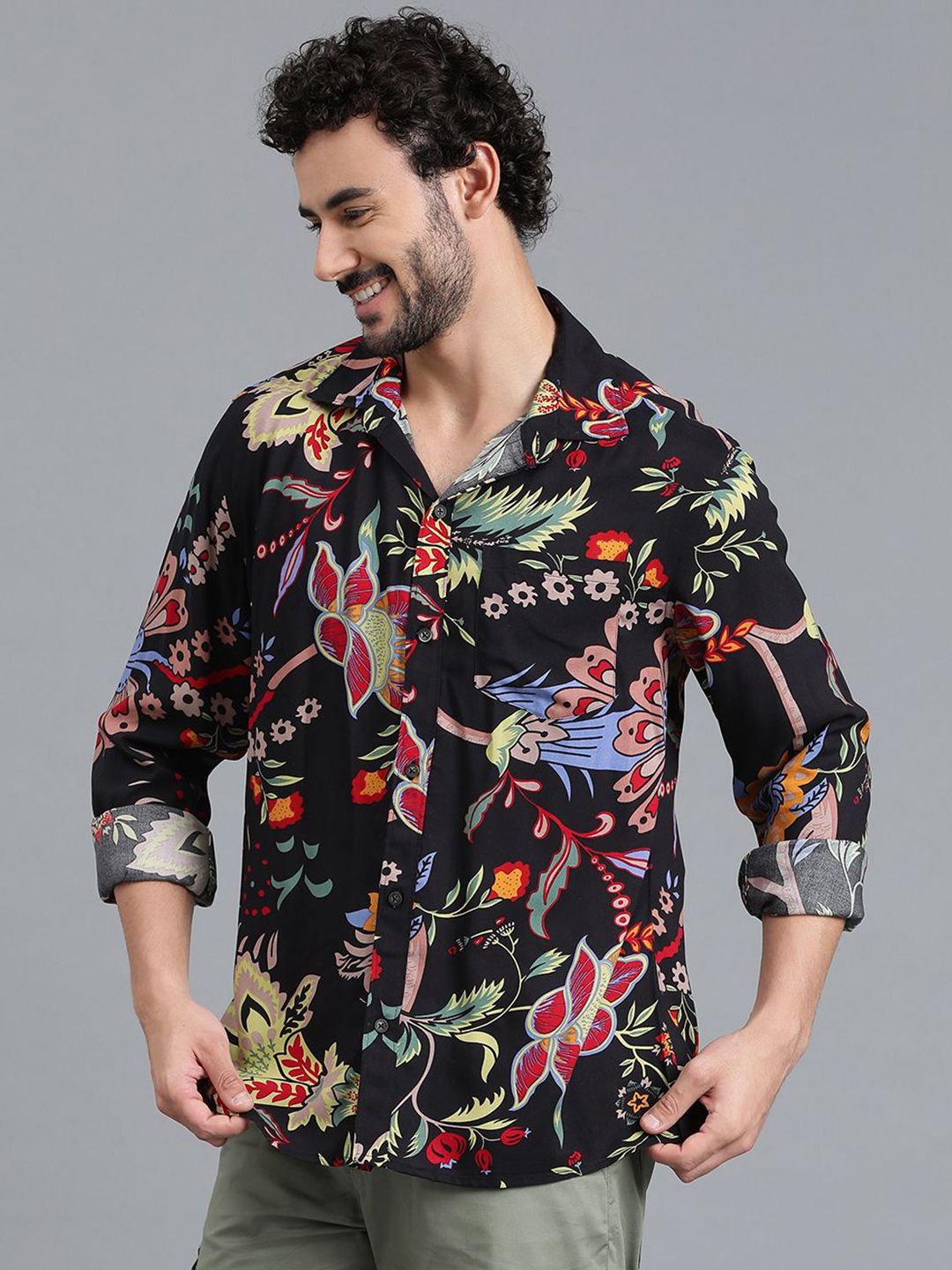 Kotty Black New Floral Printed Casual Shirt