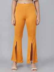 Kotty Women Yellow Flared High-Rise Bootcut Trousers Bootcut Trousers