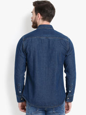 Kotty Men Blue Regular Fit Solid Casual Shirt