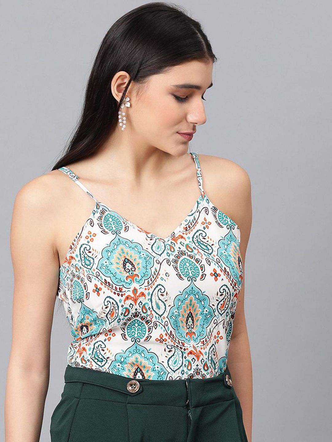 Kotty Ethnic Printed Shoulder straps Top
