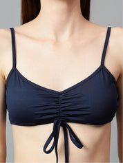 Kotty Navy Blue V-Neck Sleeveless Top With Short