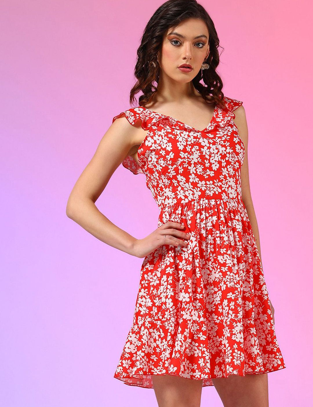 Kotty Women Floral Printed A-Line Mini Dress