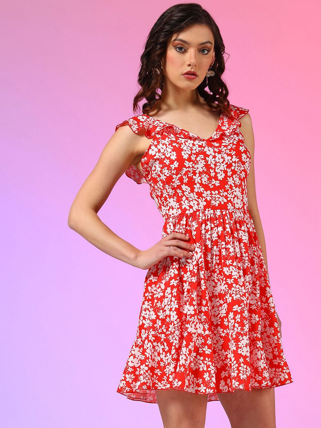 Kotty Women Floral Printed A-Line Mini Dress