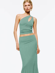 Kotty One-Shoulder Top With Ankle-Length Skirt Co-ords Set