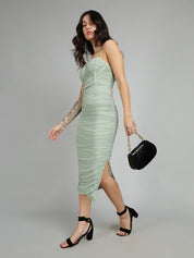 Kotty Women Ruched Bodycon Midi Dress
