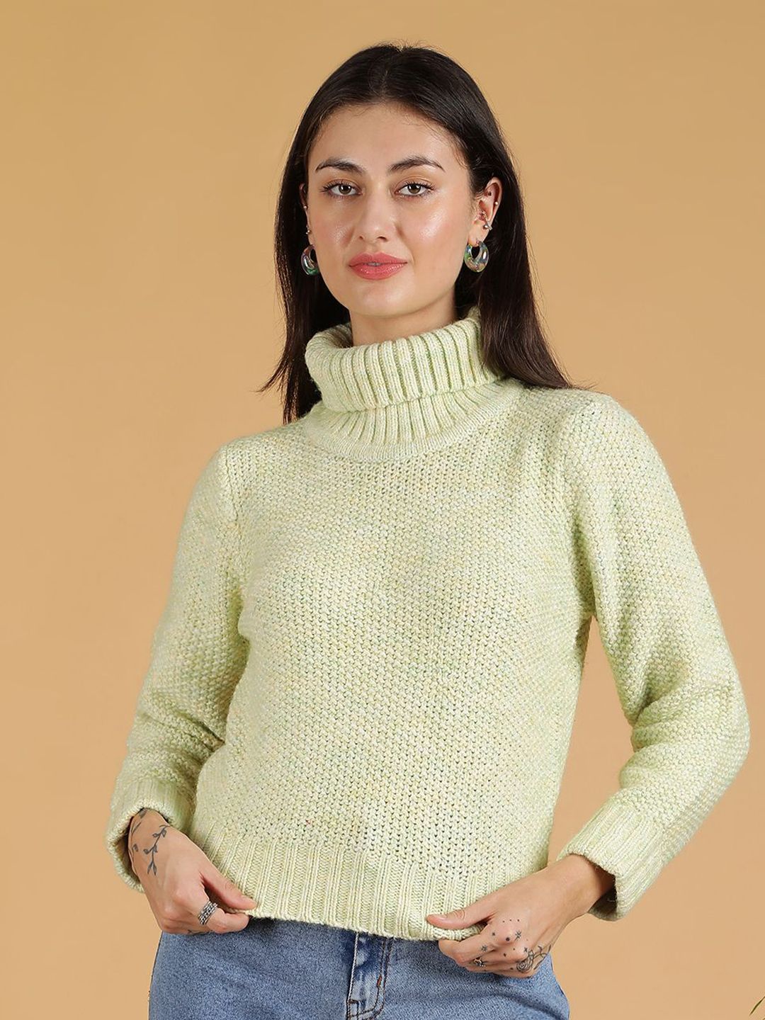 Kotty Women Self Design Turtle Neck Pullover Sweater 