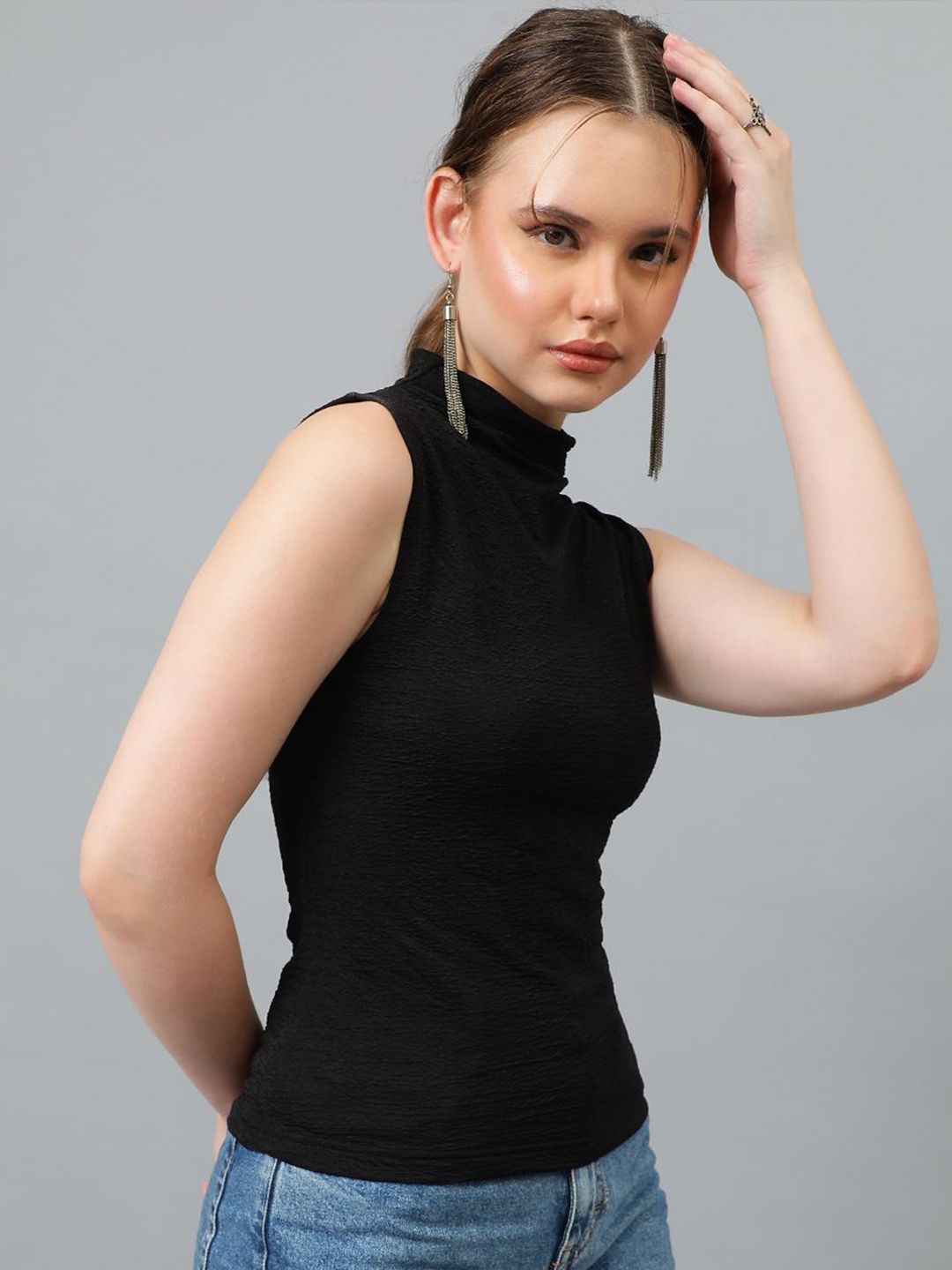 Kotty Women Solid High Neck Top