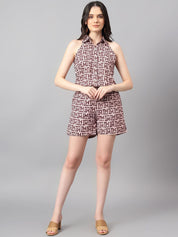 Kotty Pink Printed Shirt With Shorts