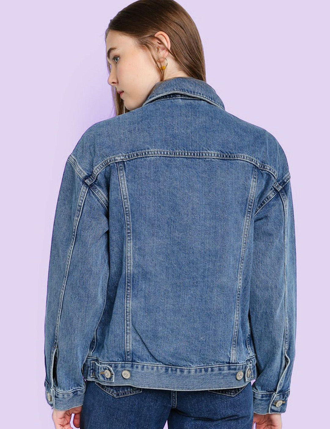 Kotty Women Spread Collar Solid Casual Denim Jacket