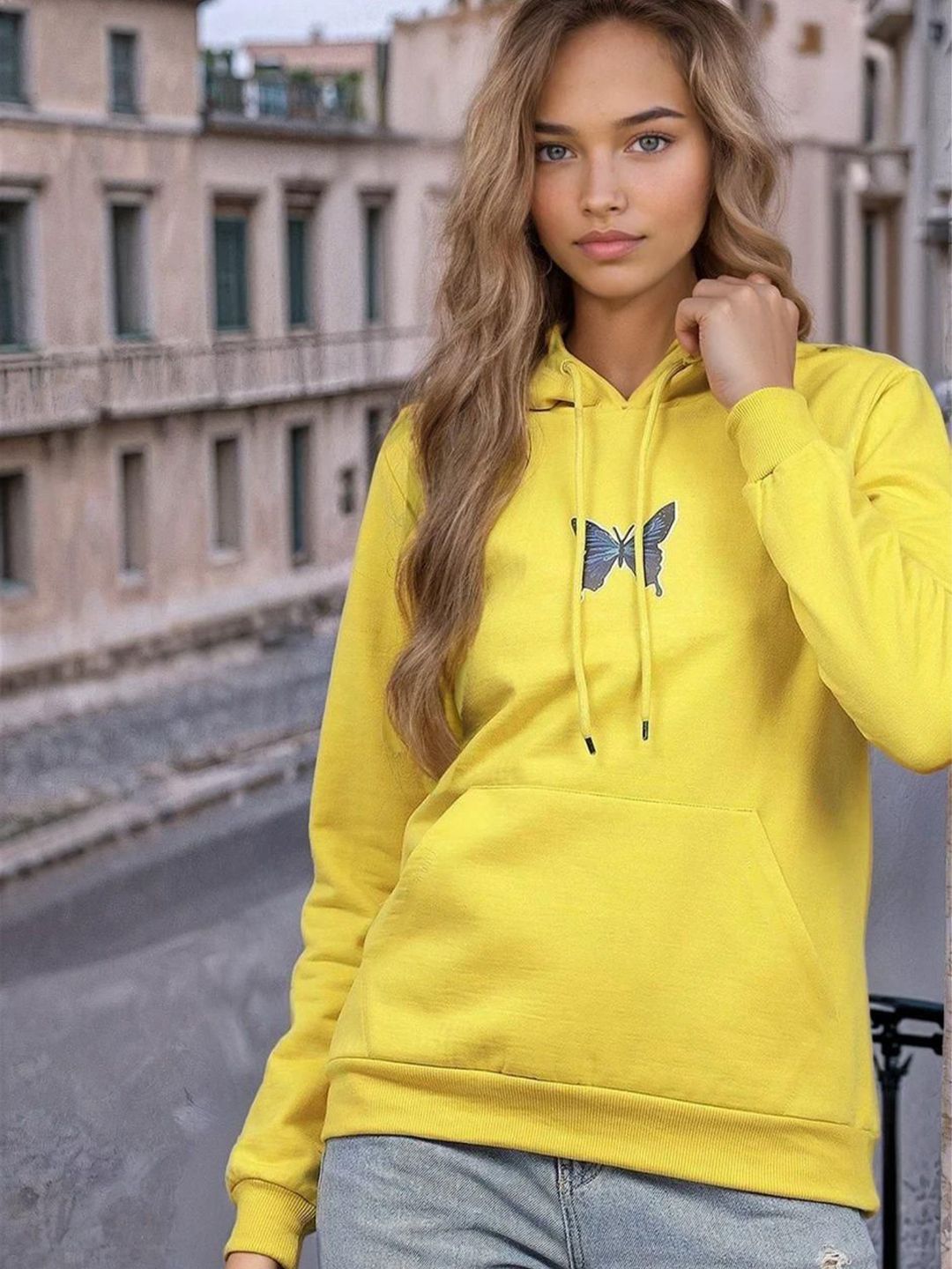 Kotty Women Graphic Printed Hooded Neck Full Sleeve Sweatshirt