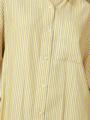 Kotty Women Spread Collar Vertical Striped Cotton Casual Shirt