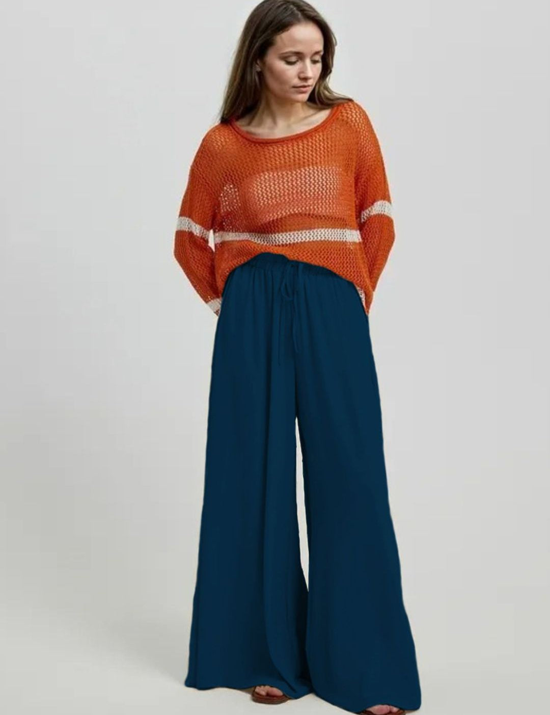 Kotty Women Relaxed Loose Fit High-Rise Wide Leg Trousers