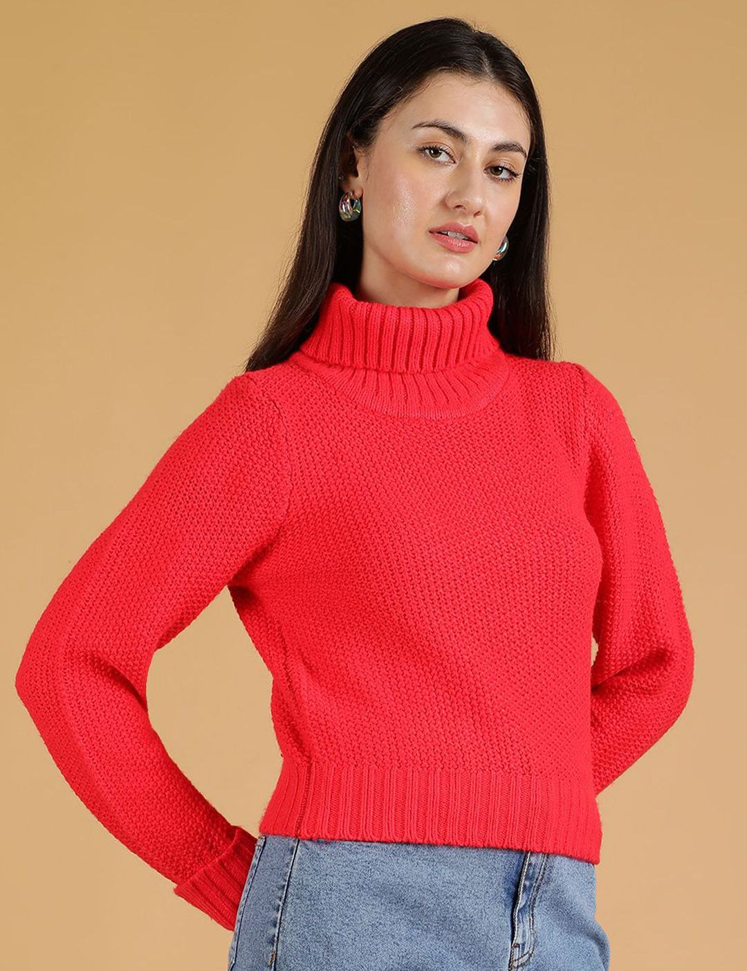 Kotty Women Turtle Neck Cotton Pullover Sweater