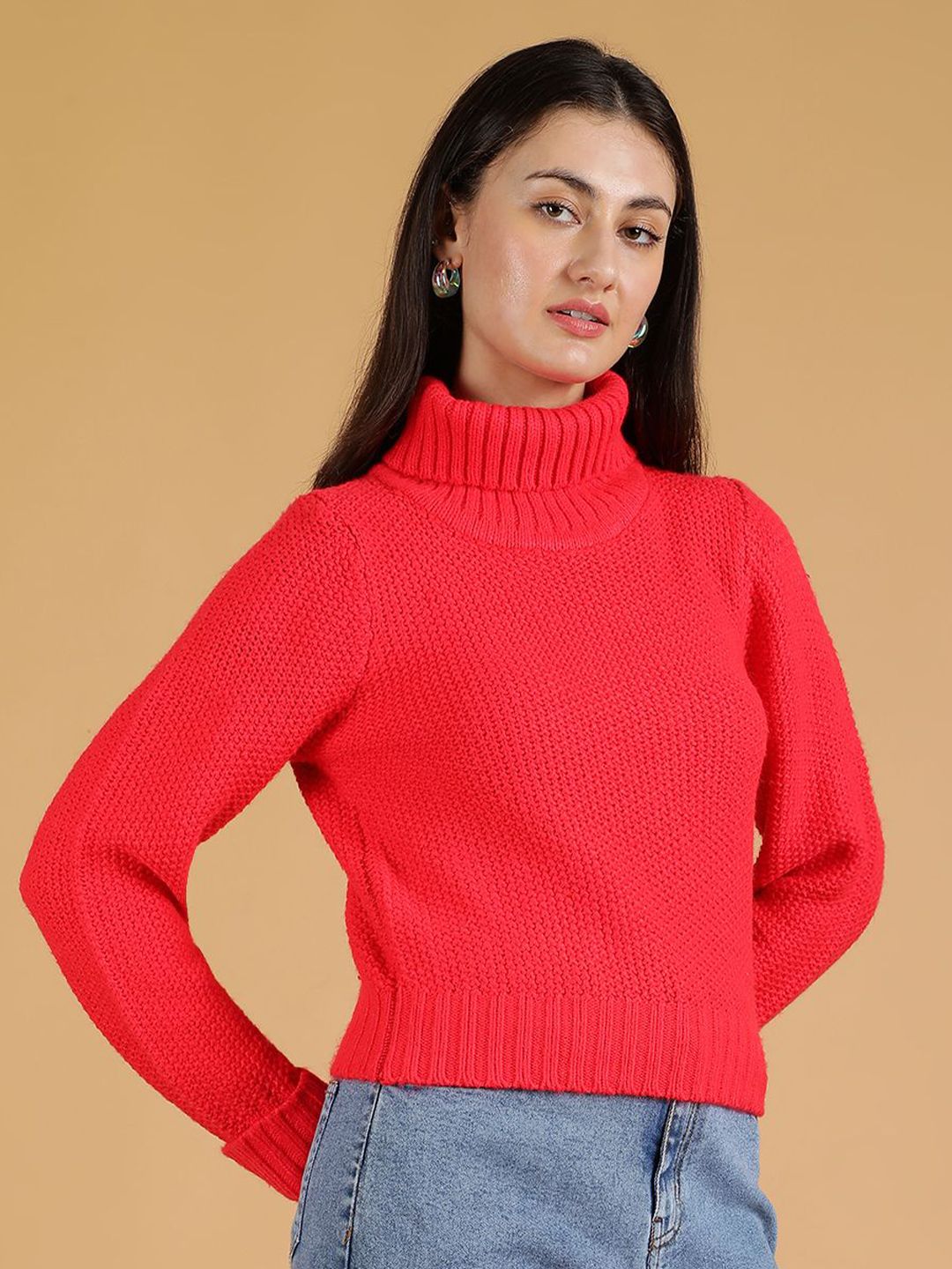 Kotty Women Turtle Neck Cotton Pullover Sweater