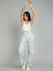 Kotty Women Abstract Printed Straight Fit High-Rise Trousers