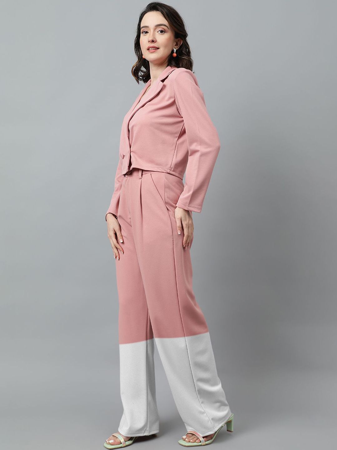 Kotty Women Colourblocked Notched Shirt With Trouser