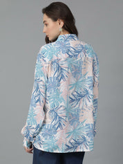 Kotty Women Spread Collar Floral Printed Cotton Oversized Casual Shirt
