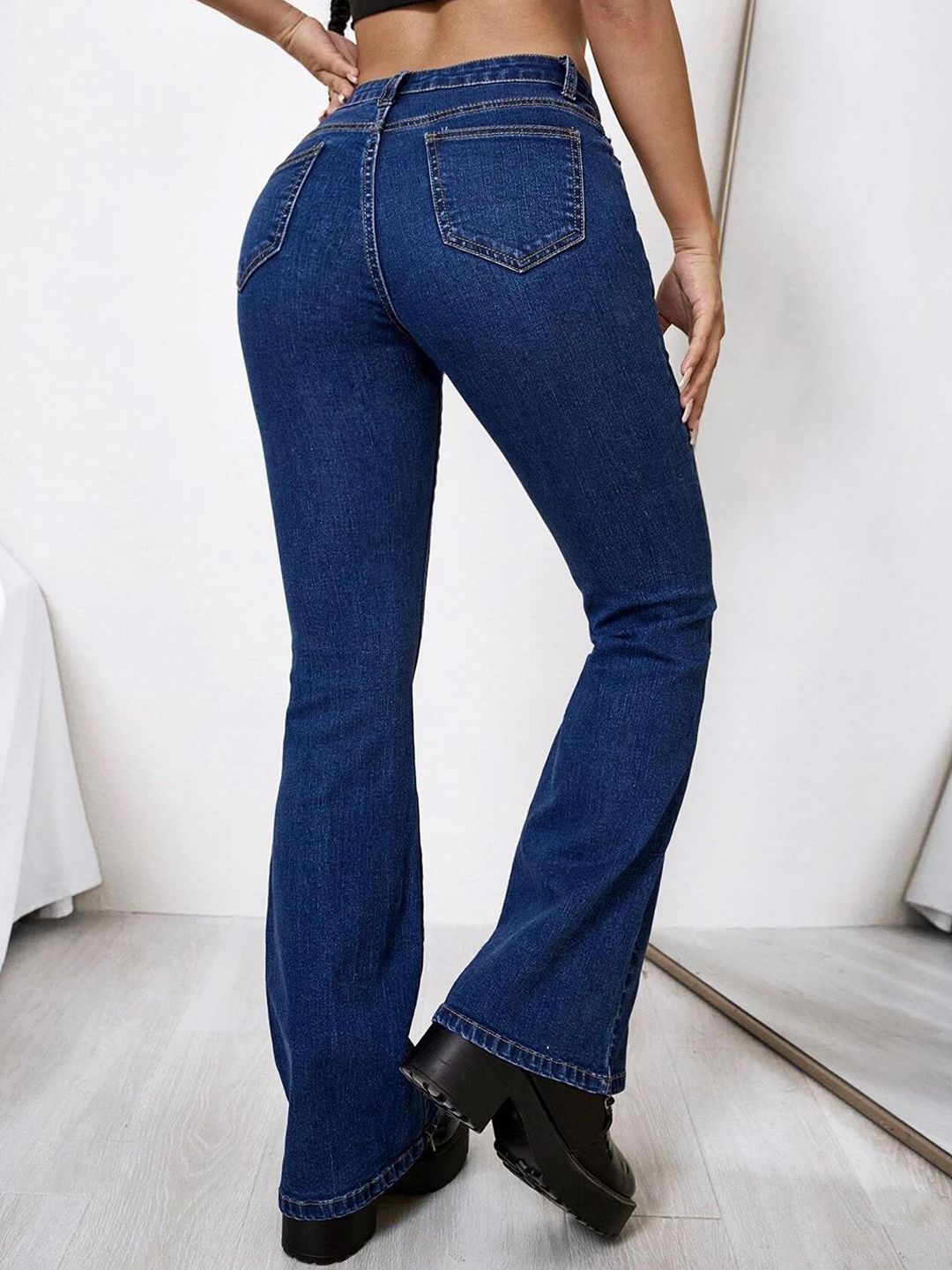 Kotty Women Bootcut High-Rise Cotton Stretchable Jeans