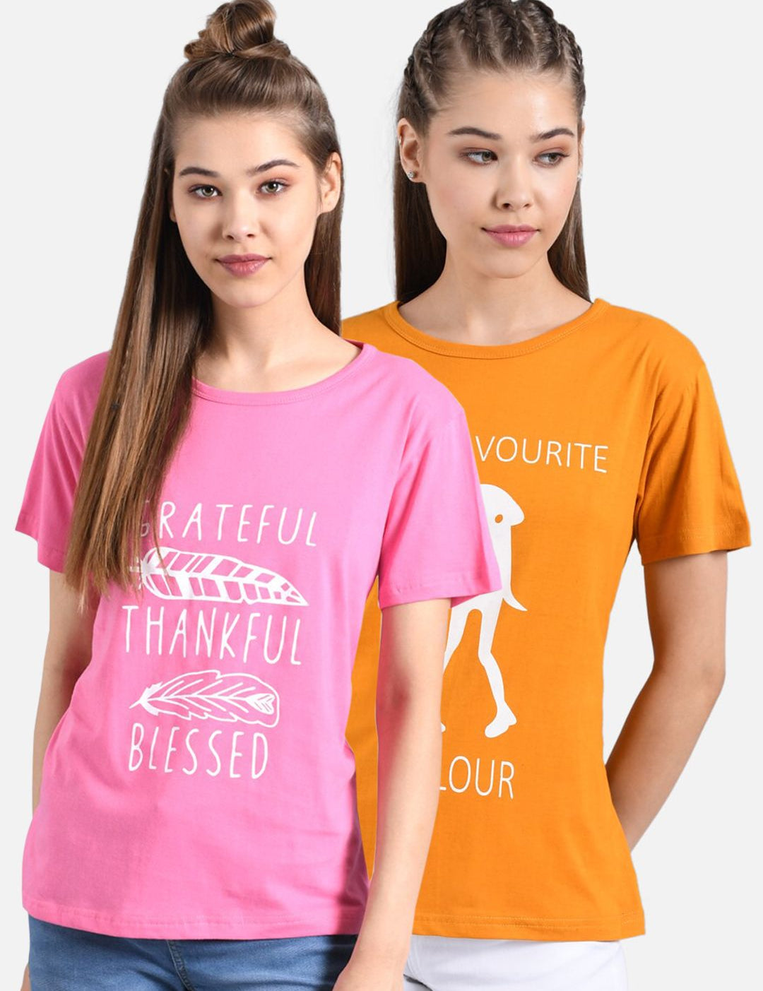 Kotty Women Pack Of 2 Printed Round Neck T-shirt
