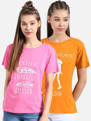 Kotty Women Pack Of 2 Printed Round Neck T-shirt