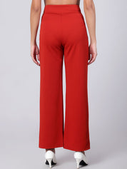 Kotty Women Relaxed Straight Fit High-Rise Easy Wash Pleated Trousers