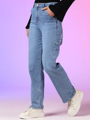 Stylecast X KOTTY Basics Women Jean Straight Fit High-Rise Stretchable Jeans