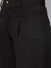 Kotty Women Black Relaxed Straight Leg Fit High-Rise Easy Wash Parallel Trousers