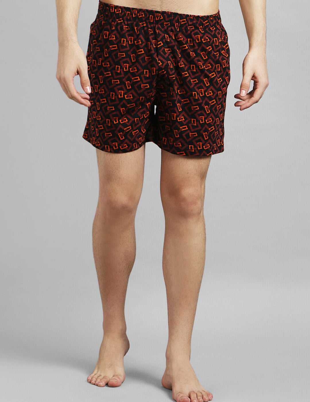 Kotty Men Maroon & Black Printed Boxers