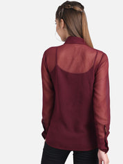 Kotty Women Maroon Solid Pure Cotton Top