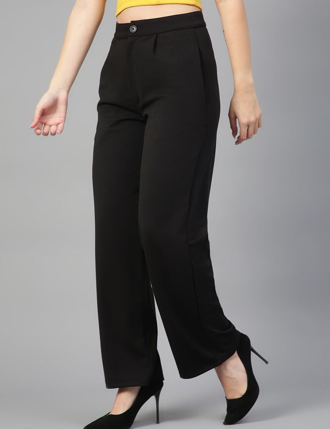 KOTTY BIZwear Women Relaxed Straight Fit High-Rise Easy Wash Parallel Trousers