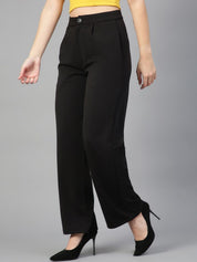 KOTTY BIZwear Women Relaxed Straight Fit High-Rise Easy Wash Parallel Trousers