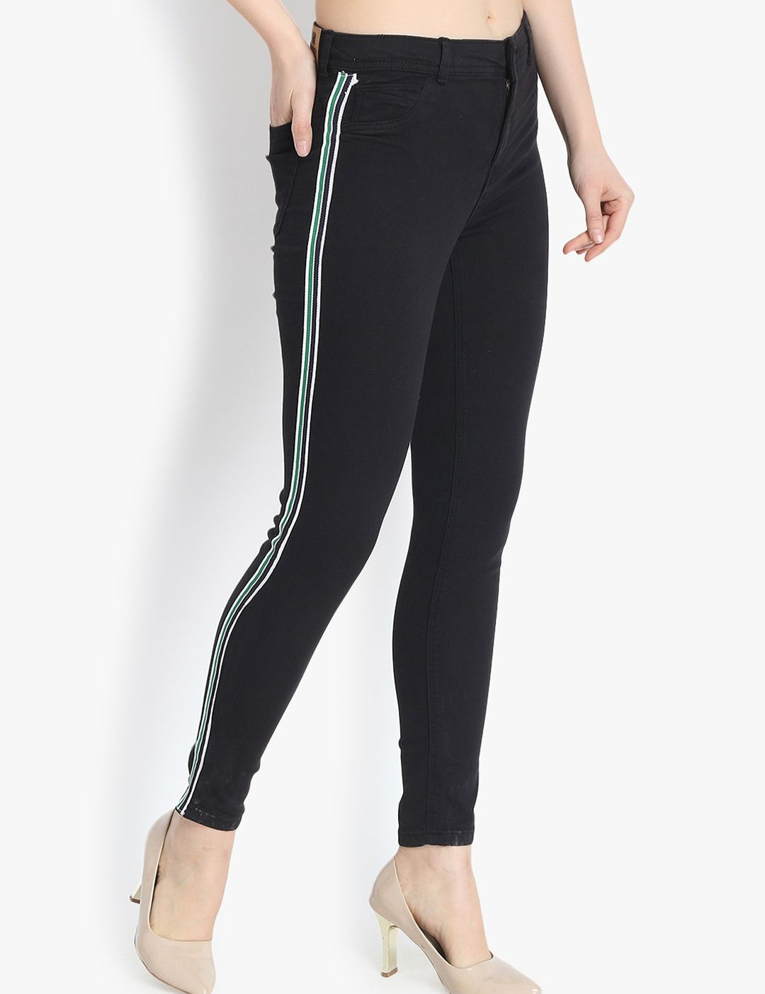 Kotty Women Black Skinny Fit High-Rise Clean Look Stretchable Jeans