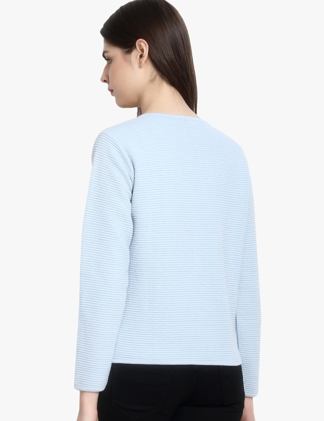 Kotty Women Blue Self Design Lightweight Tailored Jacket