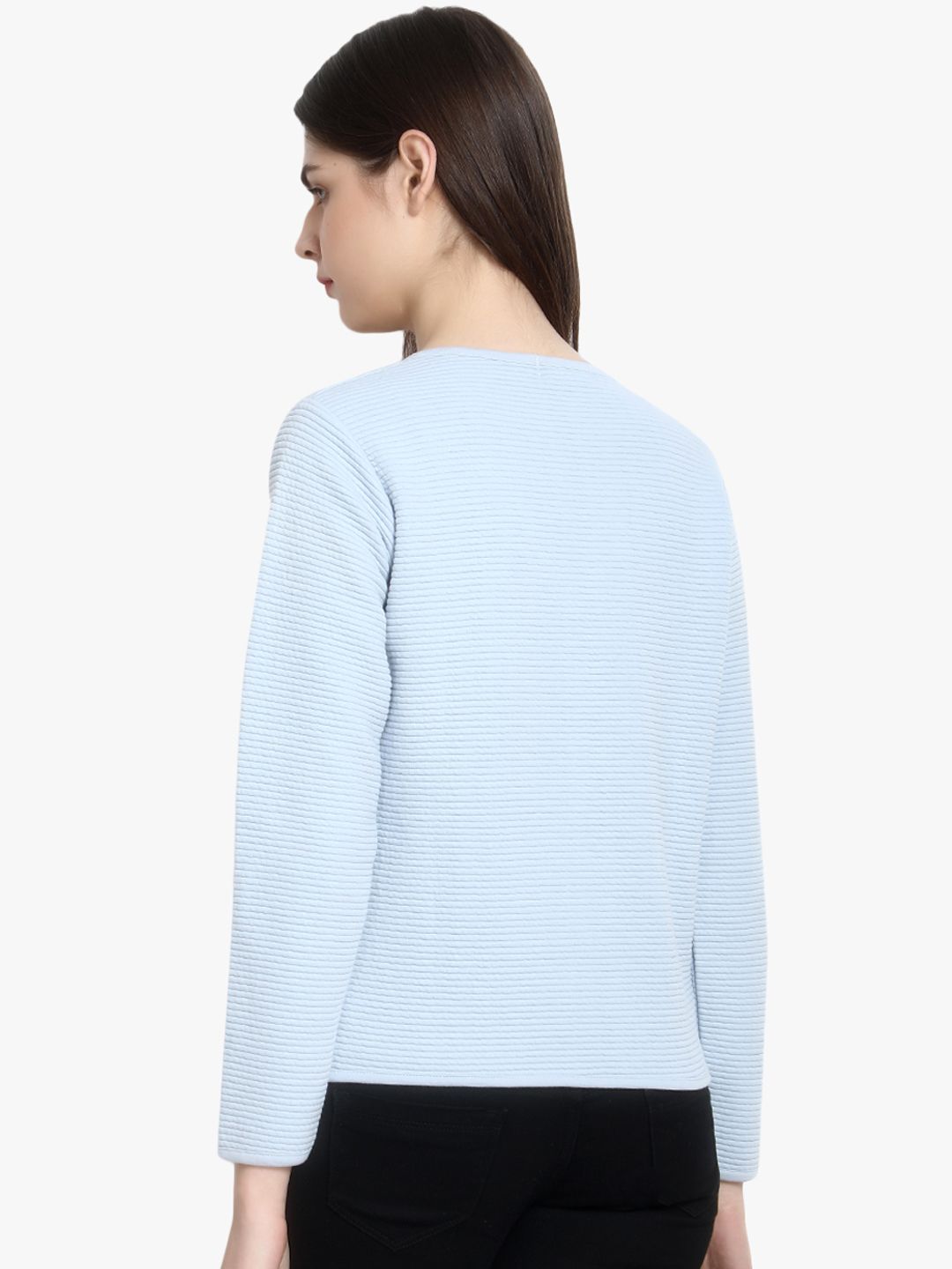 Kotty Women Blue Self Design Lightweight Tailored Jacket