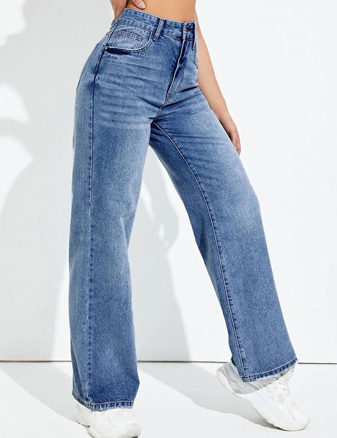 Kotty Women Jean Wide Leg High-Rise Heavy Fade Stretchable Jeans