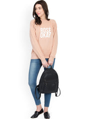 Kotty Women Peach-Coloured Printed Sweatshirt