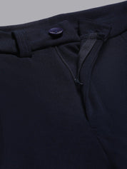 KOTTY BIZwear Women Navy Blue Relaxed Straight Leg  High-Rise Easy Wash Pleated Parallel Trousers