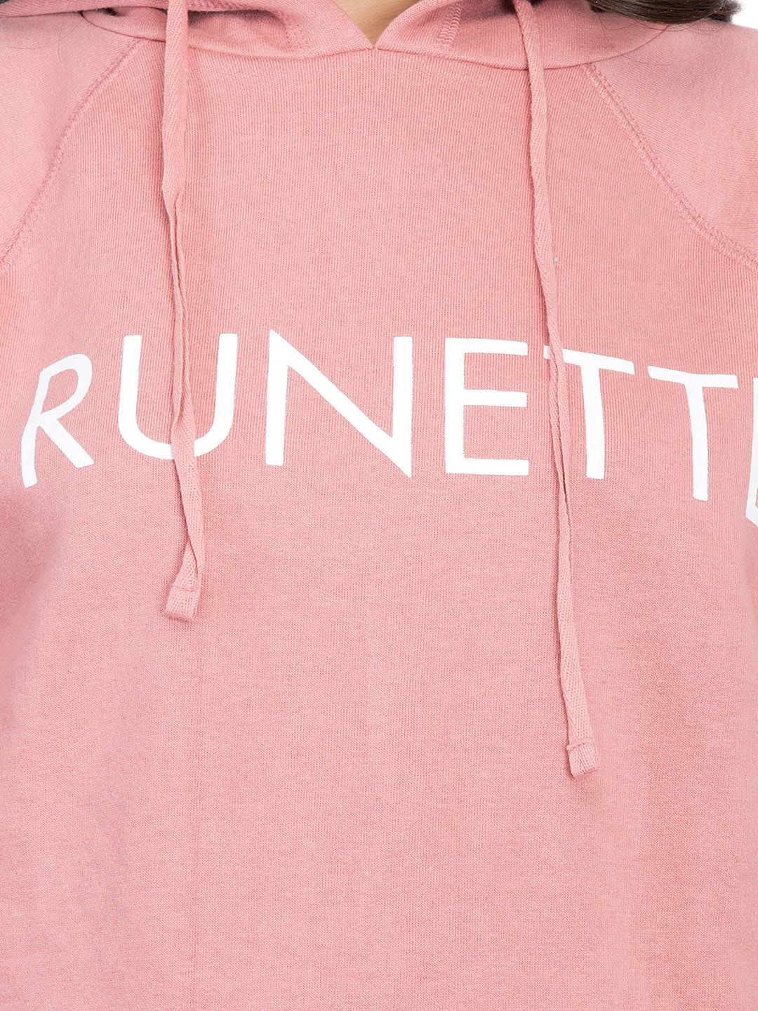 Kotty Women Pink Printed Hooded Sweatshirt