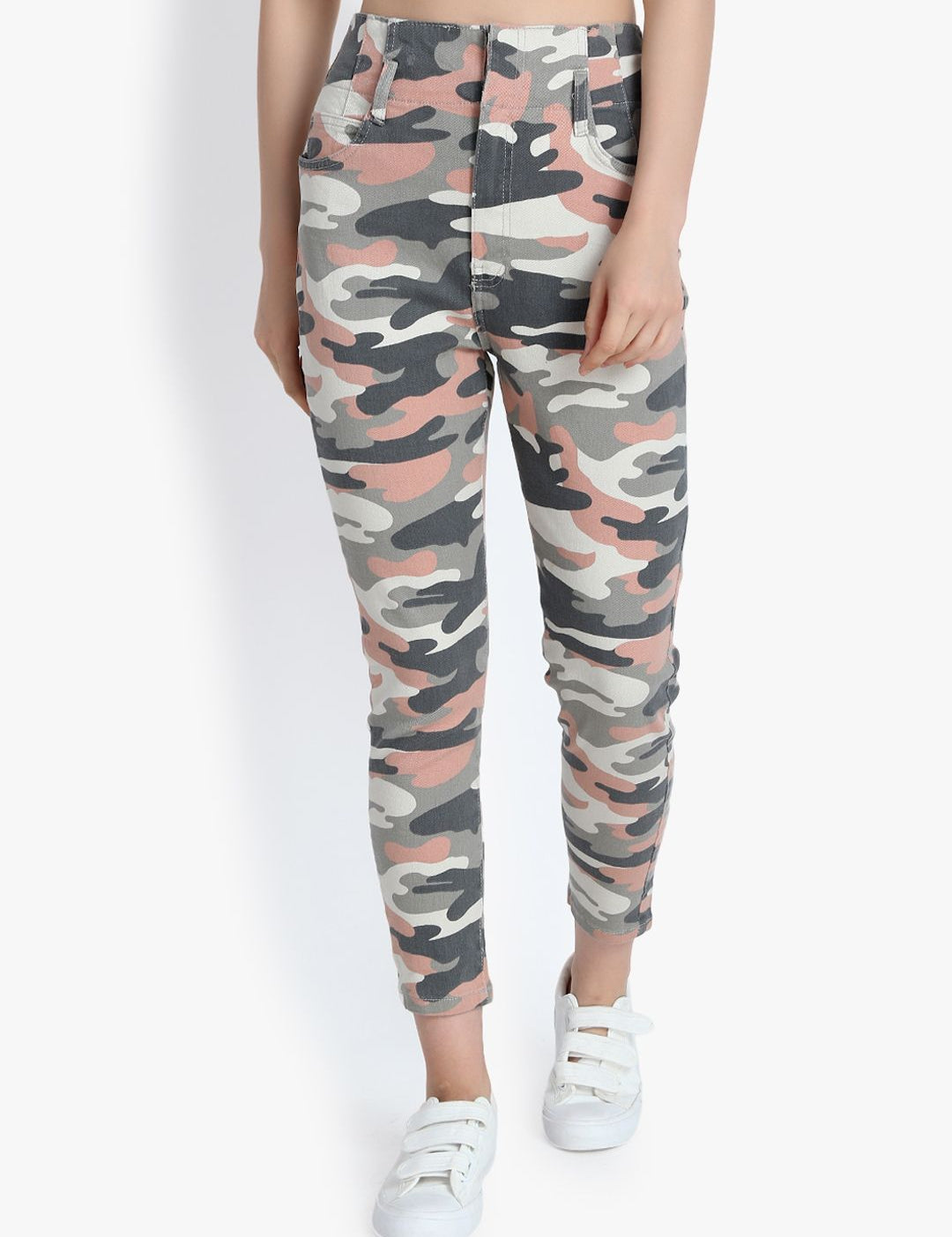 Kotty Women White & Black Skinny Fit High-Rise Clean Look Jeans