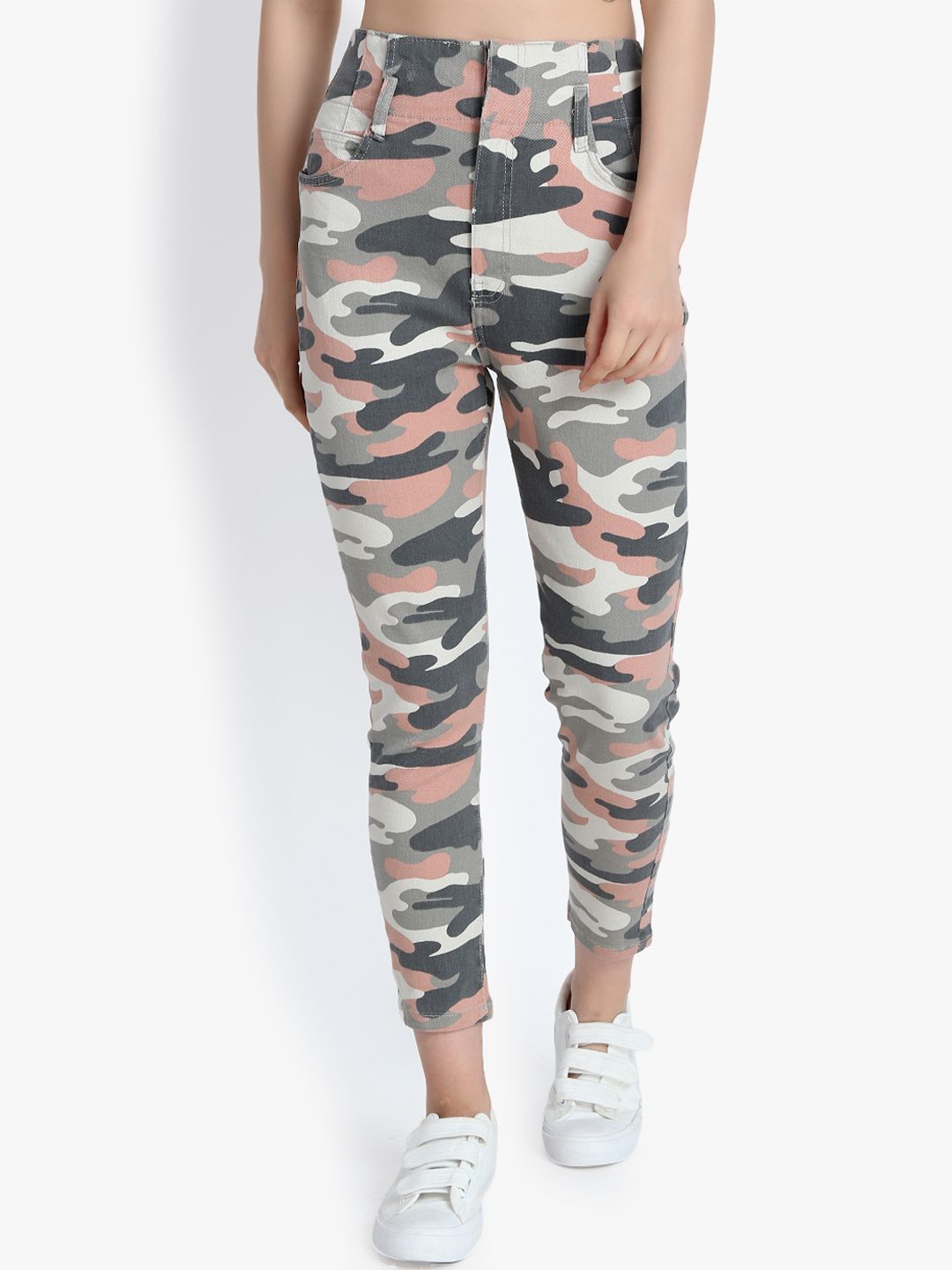 Kotty Women White & Black Skinny Fit High-Rise Clean Look Jeans