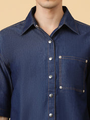 Kotty Men Relaxed Spread Collar Solid Cotton Casual Shirt