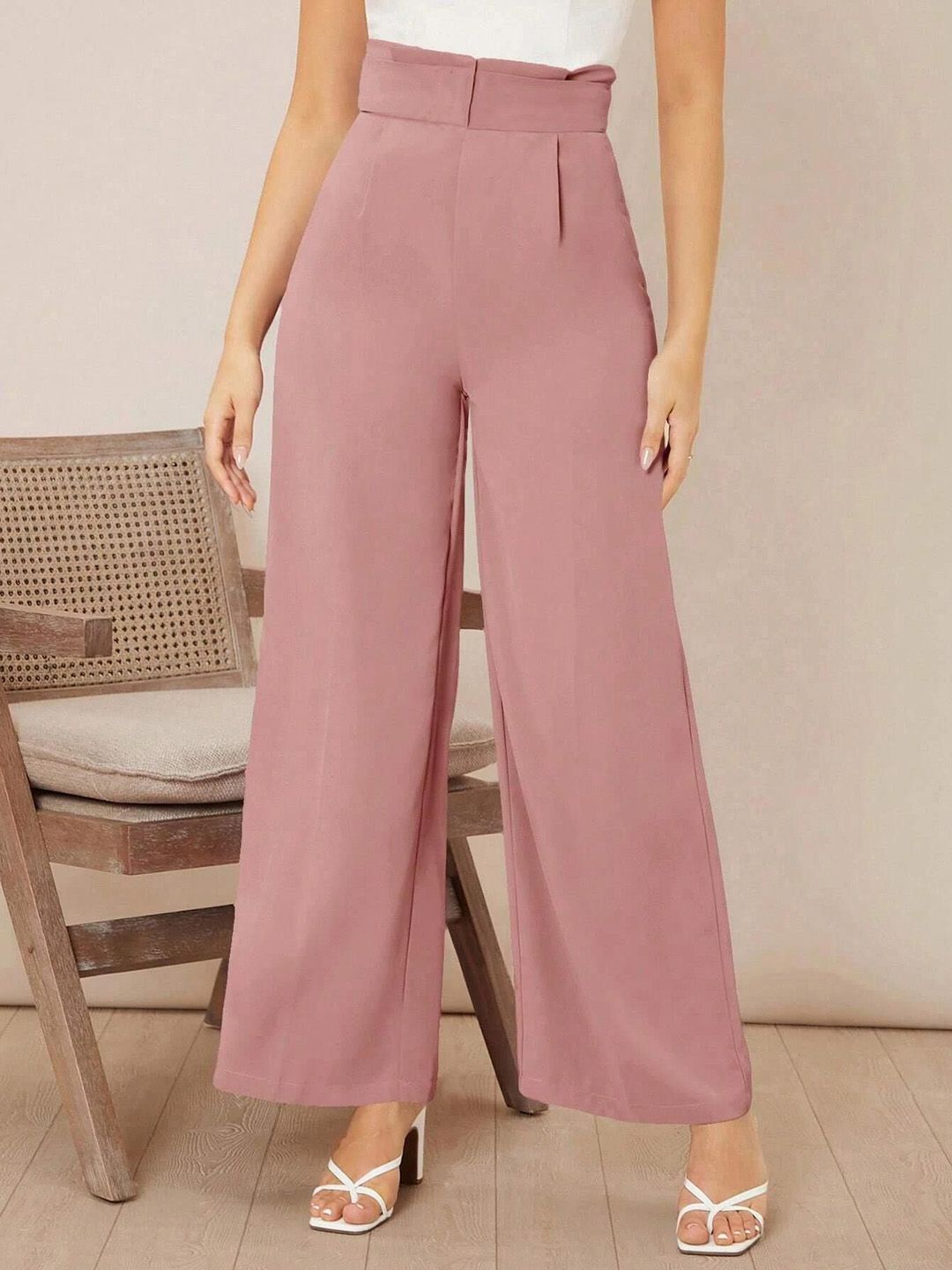 Kotty Women Wide Leg High-Rise Easy Wash Pleated Trousers