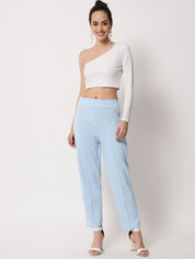 Kotty Women Blue Relaxed Straight Fit Easy Wash Trousers