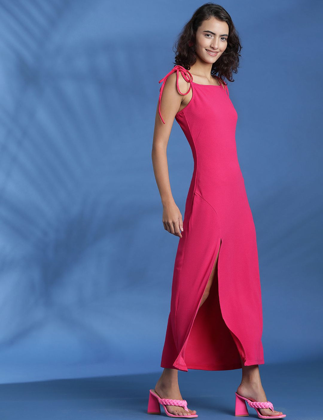 Kotty Women Solid Shoulder Straps Sleeveless Maxi Dress