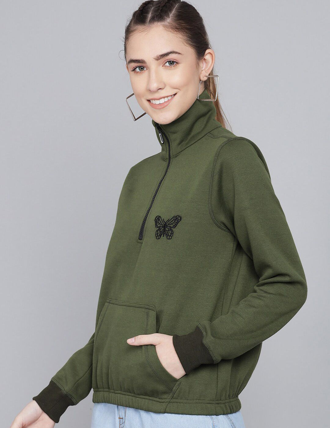 Kotty Women Olive Green Sweatshirt